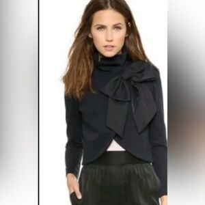 Alice + Olivia Black Navy Blazer with Bow Detail